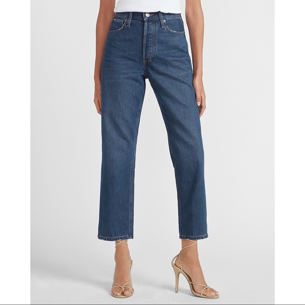 EXPRESS High Waisted Original Cropped Dad Jeans